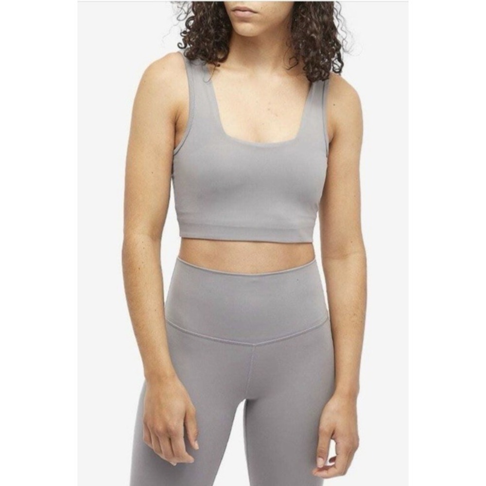 Varley Women Size Large Always Delta Sports Bra Satellite Gray Athleisure